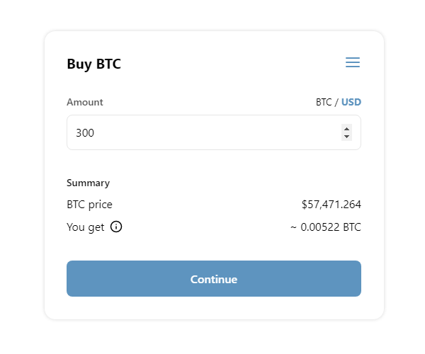 Buy crypto in the MetafinaApp